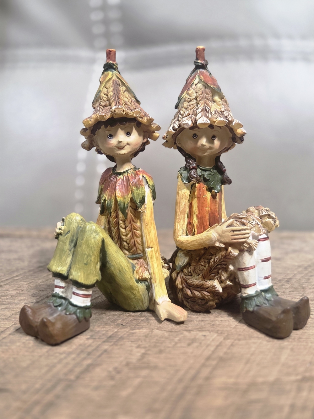 Autumn Harvest Resin Scarecrow Figurines - Set of 2 ~ Bin 1F